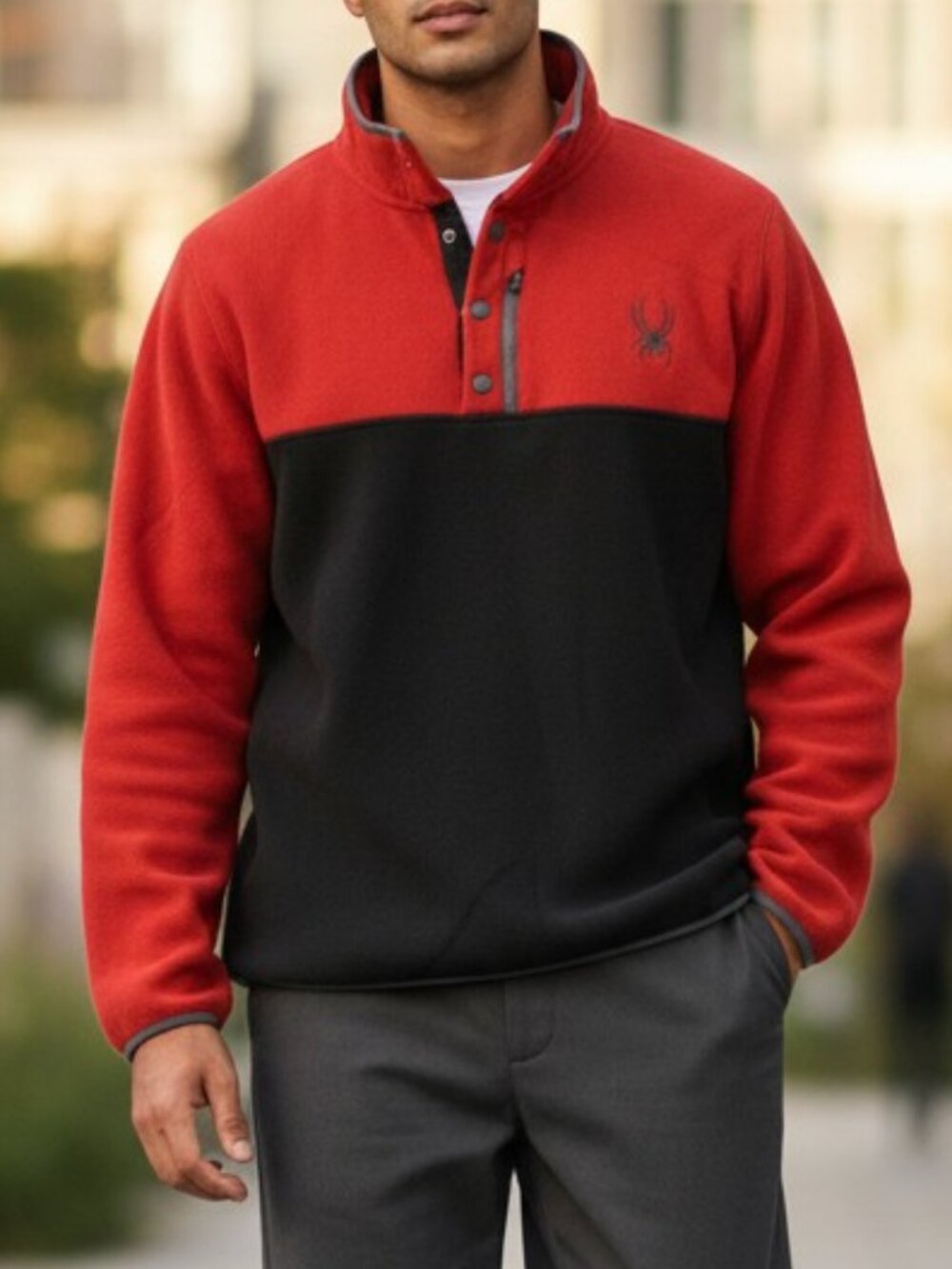 NWT Spyder "Frontier" Red/Black Pullover Fleece